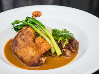 Duck confit with risotto