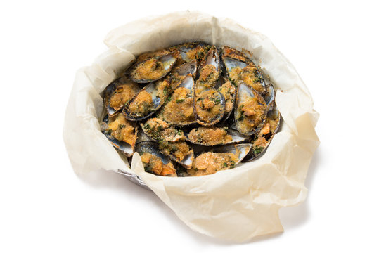 Cozze gratinate, gratin mussels