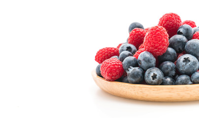 fresh blueberry and rasberry on white