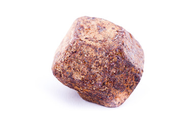Macro stone mineral Garnet against white background