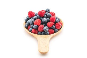 fresh blueberry and rasberry on white
