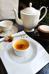 Tea times with caramel vanilla souffle