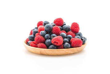 fresh blueberry and rasberry on white
