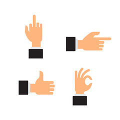 hand sign set, vector illustration flat. Gestures of the hands are four in the set