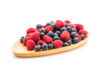 fresh blueberry and rasberry on white