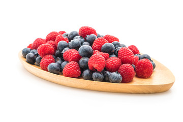 fresh blueberry and rasberry on white