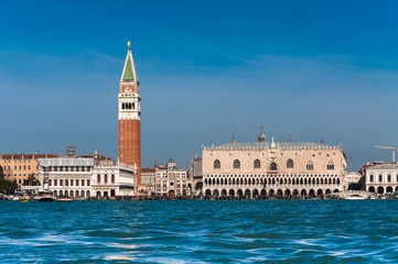 Fototapeta na wymiar Venice, the St. Mark's Square as seen from the sea
