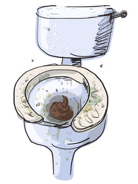 Dirty toilet isolated. Vector Illustration