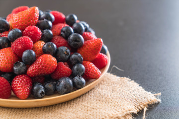 fresh blueberry, strawberry and rasberry