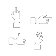 hand sign set, vector illustration flat. Gestures of the hands are four in the set