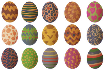 Set of 15 high quality easter eggs isolated on white. 