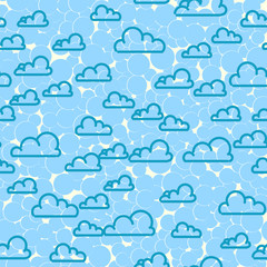 Cloud sky seamless pattern. Cartoon weather background.