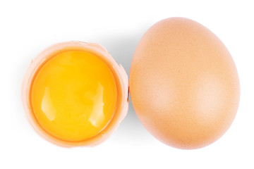 Broken egg isolated on white background