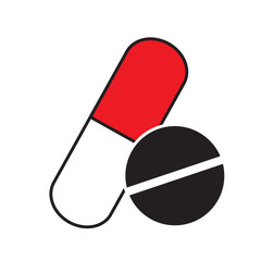 Pills icon vector isolated in white background. Medical icons.