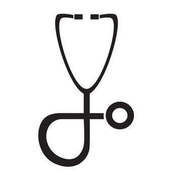 Black and white stethoscope icon vector isolated in white background. Medical icons.