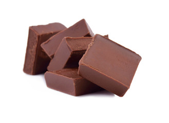 Chocolate bars stack isolated on white background