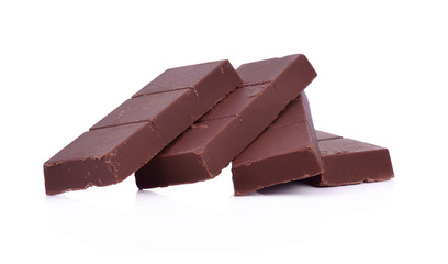 Chocolate bars stack isolated on white background
