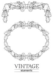 Vintage borders. Vector retro  elements  at old engraving style. 