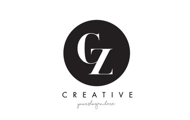 CZ Letter Logo Design with Black Circle and Serif Font.