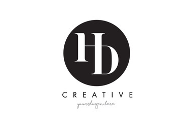 HD Letter Logo Design with Black Circle and Serif Font.