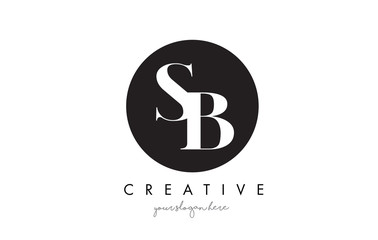 SB Letter Logo Design with Black Circle and Serif Font.