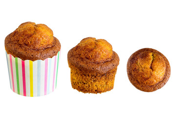 banana cake on paper cup isolate