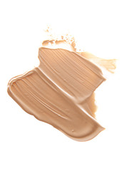 Smudged liquid foundation isolated on white