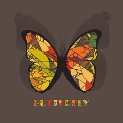 Butterfly icon style with shadow on brown background.