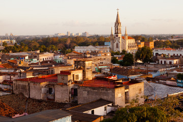 Fototapeta na wymiar Cuba / Camaguey (UNESCO World Heritage Centre) from above at sunset