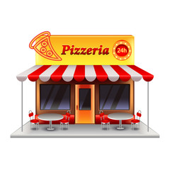 Pizzeria building isolated on white vector