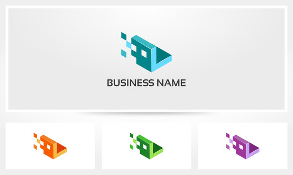 Alphabet L Letter Block Pixel Cube Logo
