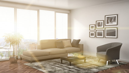 interior with sofa. 3d illustration