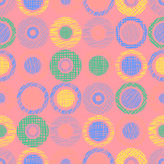 Seamless vector geometrical pattern, endless background with hand drawn textured geometric figures. Pastel Graphic illustration Template for wrapping, web backgrounds