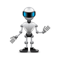 Robot with human hands isolated on white vector