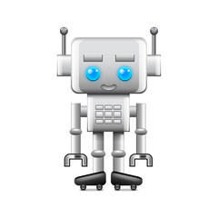 Robot with large square head isolated on white vector