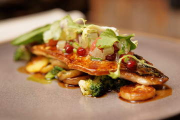 Fish fillet with vegetables and potatoes