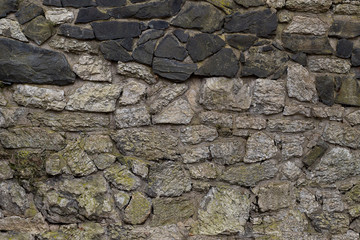 Strong walls built of gray and black stone base natural background