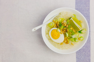 Fresh homemade vegetarian congee