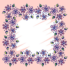 Floral frame. Hand drawn roses and leaves Vector design. Hand sketch line drawing. Decorative card with space for text. Artistic drawing Series of Cards, Blanks and Forms, Template.