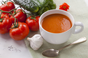 Spanish Gazpacho, cold and refreshing tomato soup