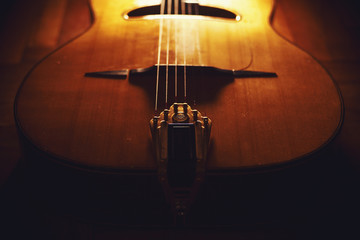 Closeup view of gypsy guitar body - 139828766