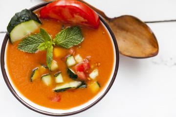 Spanish Gazpacho, cold and refreshing tomato soup
