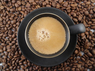 Espresso Cup and Coffee Beans