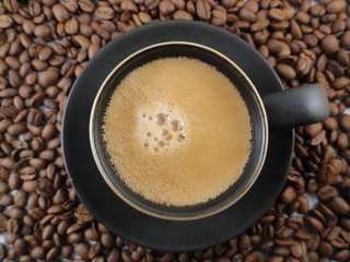 Espresso Cup and Coffee Beans