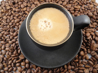 Espresso Cup and Coffee Beans
