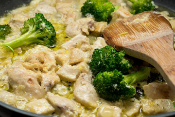 Delicious healthy eating, broccoli and white meat.