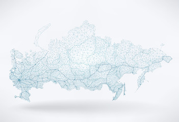 Abstract Telecommunication Network Map - Russia