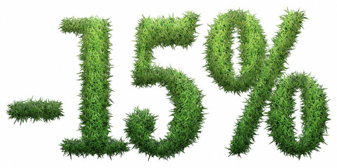 -15% sign, made of grass.