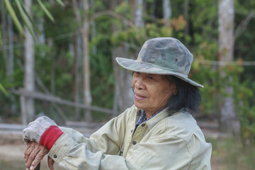 Asian old woman farmer