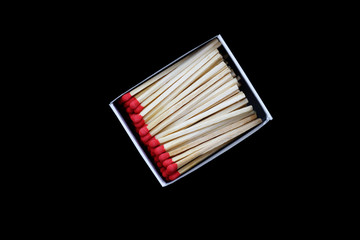 open Matchbox isolated on black background